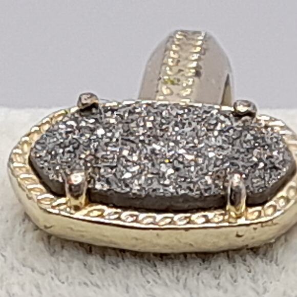 Kendra Scott Elton Cuff Bracelet, Drusy Stones, Gold Tone, 5 3/4 Inches - Picture 8 of 9